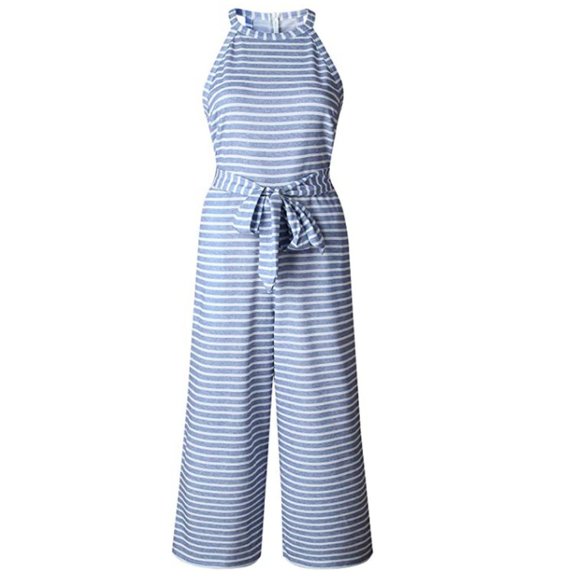 Pants - NWOT Halter-top Striped Wide-leg Jumpsuit